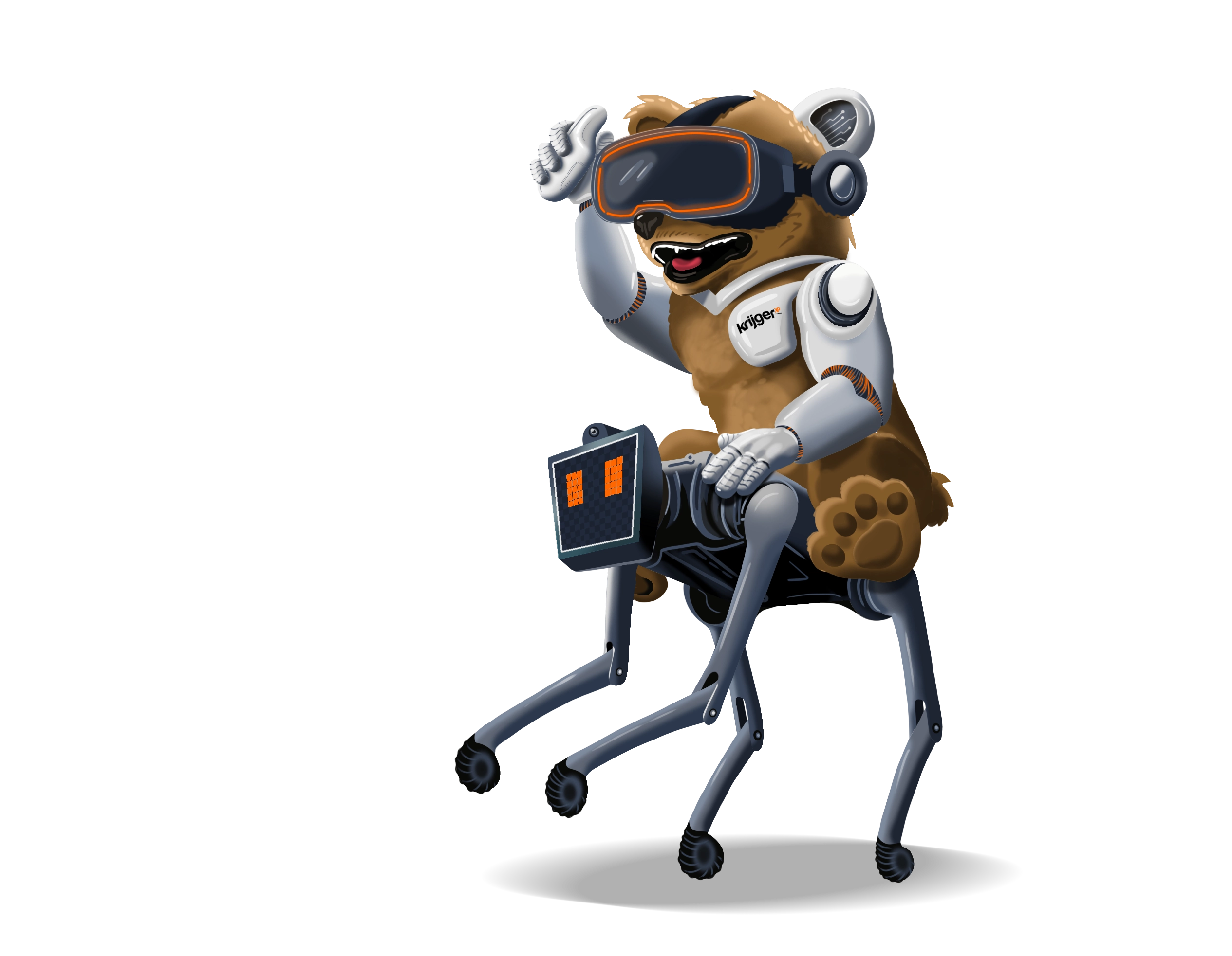 Krijger-Entertainment-robotics-technologies-VR headset on bear riding robot